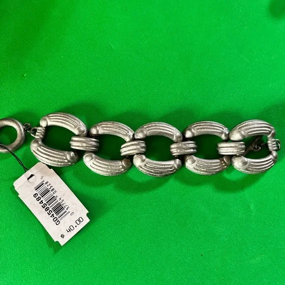 Givenchy New Old Stock Vintage Pewter Tone Chunky Link Bracelet